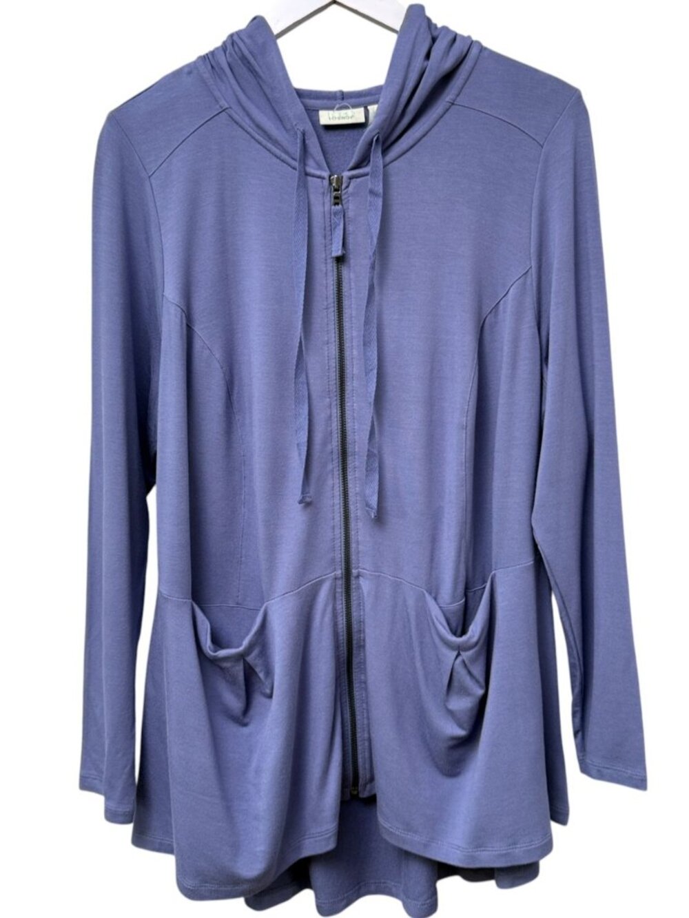 LOGO Lori Goldstein Zip Hoodie Plus Size 1X Lilac Blue Sweatshirt French Terry